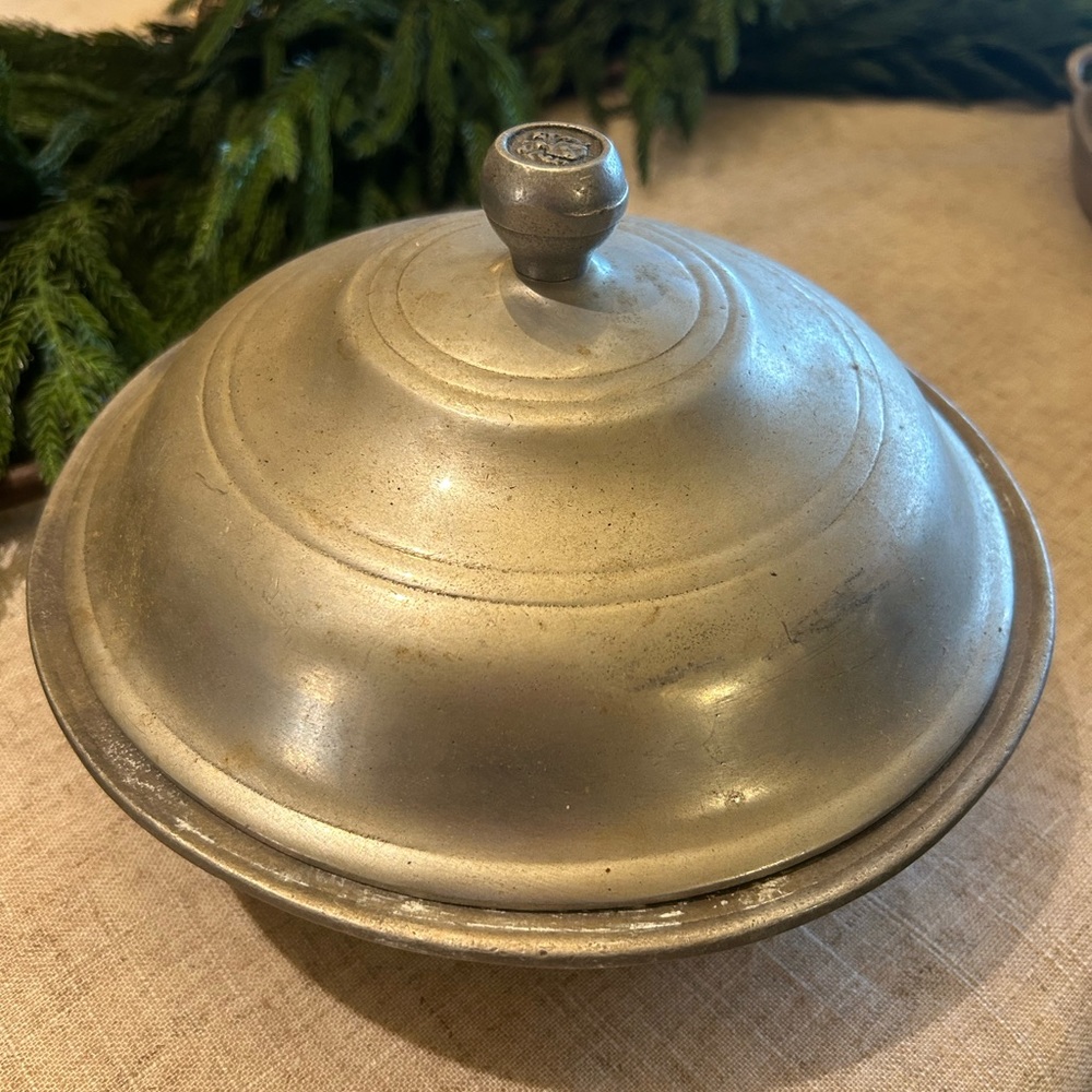 Vintage Wilton RWP Metal Casserole with Lid Pewter Color